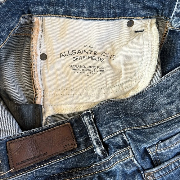 🔥All Saints | Women’s blue distressed raw hem Jean shorts, front/back pockets 28 - Picture 4 of 13